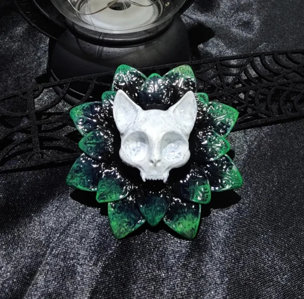 Cat Skull Mandala Pin