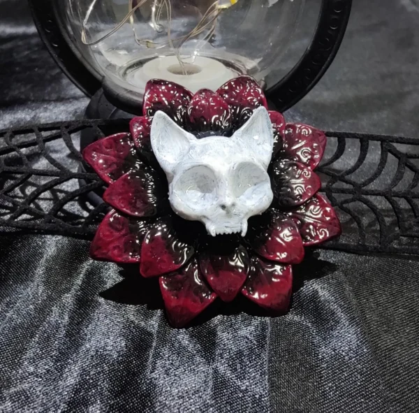 Cat Skull Mandala Pin