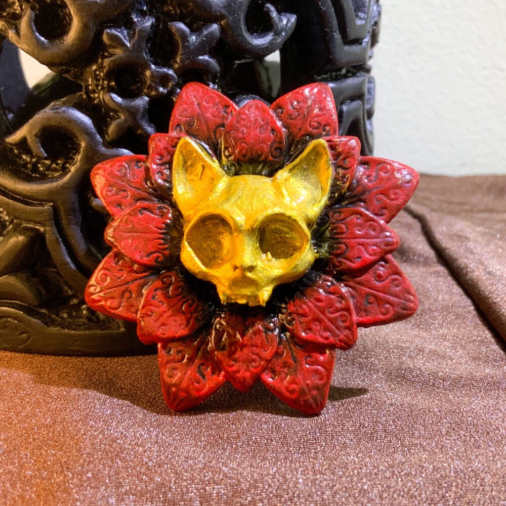 Cat Skull Mandala Pin