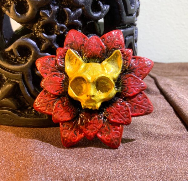 Cat Skull Mandala Pin